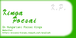 kinga pocsai business card